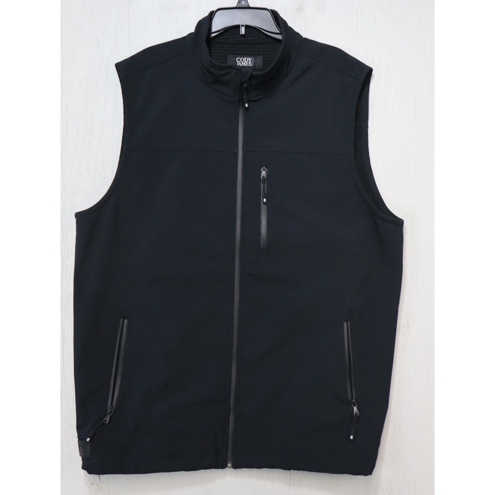 Cody James Core Mens Size XL Full Zip Soft Shell Vest Black Lined Zipper Pockets
